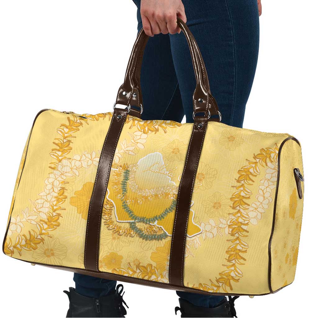 Hawaii Oahu Island Flowers Lei Travel Bag Yellow Ilima Mix Plumeria