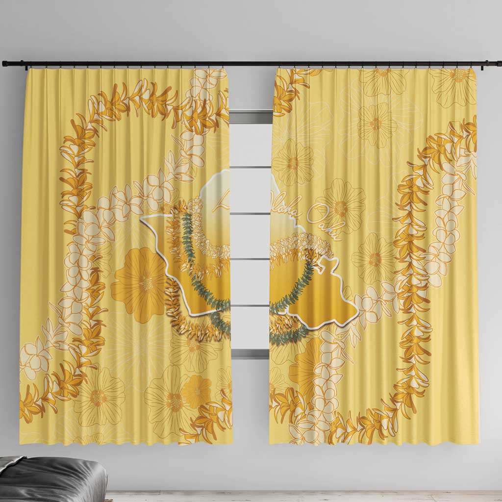 Hawaii Oahu Island Flowers Lei Window Curtain Yellow Ilima Mix Plumeria LT7 With Hooks Yellow - Polynesian Pride