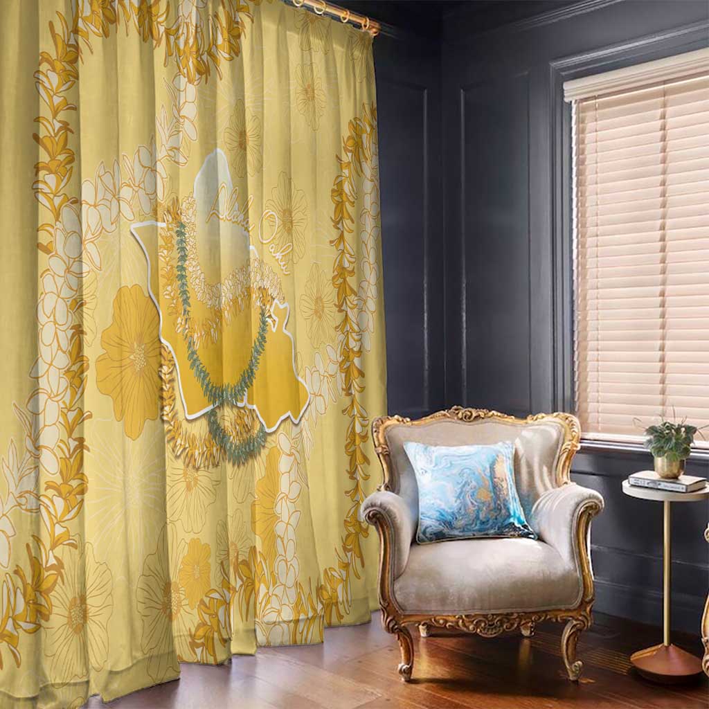 Hawaii Oahu Island Flowers Lei Window Curtain Yellow Ilima Mix Plumeria LT7 - Polynesian Pride