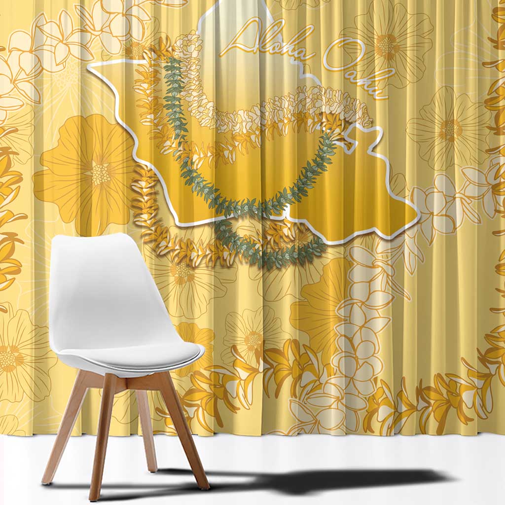 Hawaii Oahu Island Flowers Lei Window Curtain Yellow Ilima Mix Plumeria LT7 - Polynesian Pride