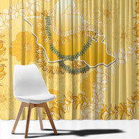 Hawaii Oahu Island Flowers Lei Window Curtain Yellow Ilima Mix Plumeria LT7 - Polynesian Pride