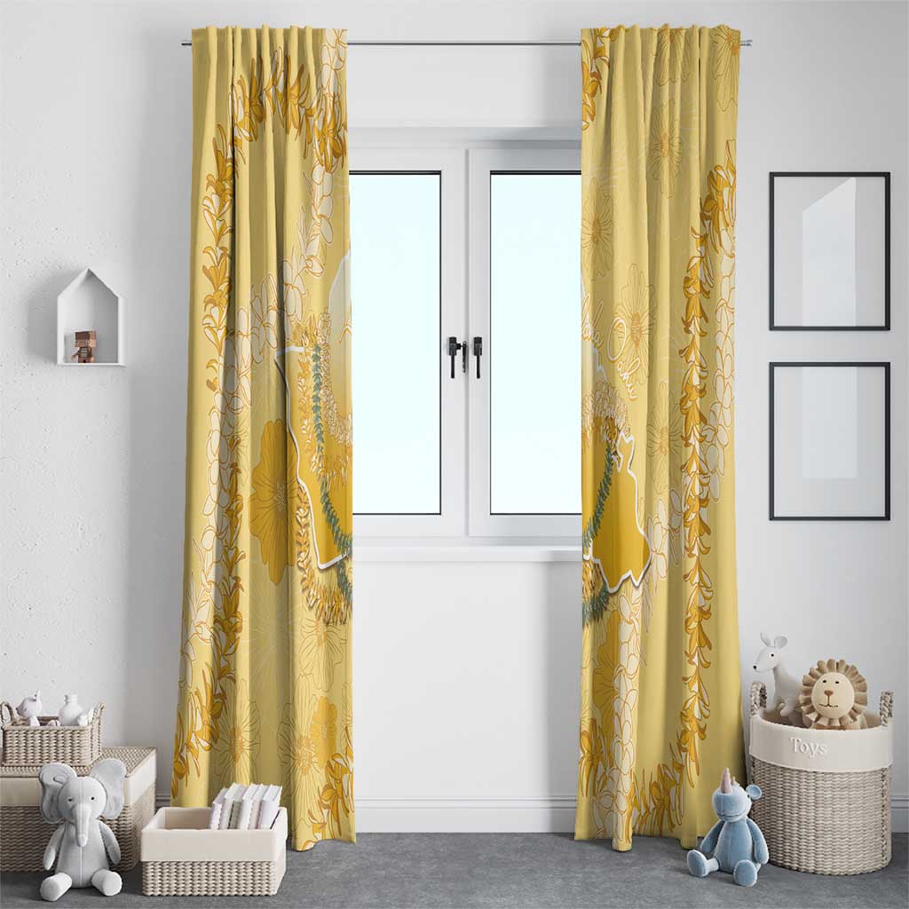 Hawaii Oahu Island Flowers Lei Window Curtain Yellow Ilima Mix Plumeria LT7 - Polynesian Pride