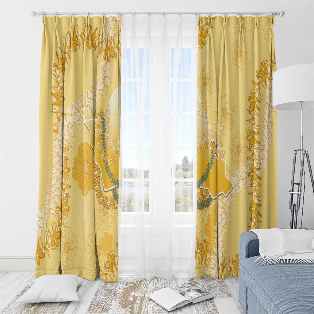 Hawaii Oahu Island Flowers Lei Window Curtain Yellow Ilima Mix Plumeria LT7 - Polynesian Pride