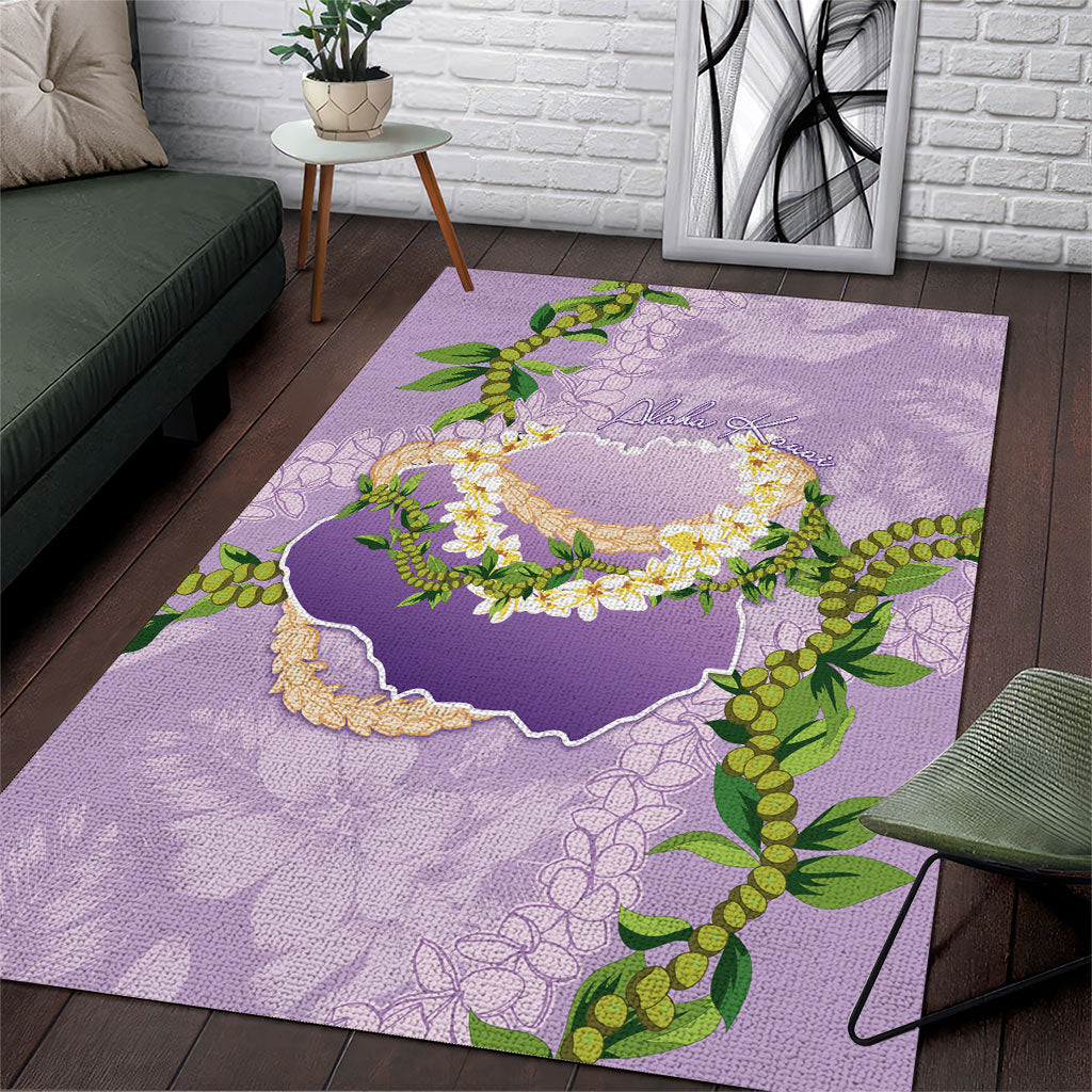 Hawaii Kauai Island Flowers Lei Area Rug Mokihana Lei LT7 Lavender - Polynesian Pride