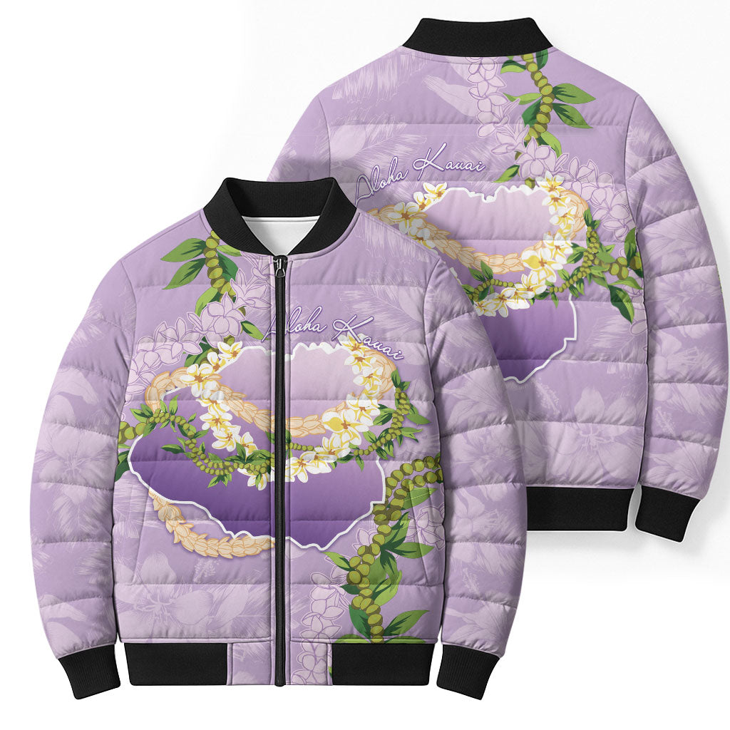 Hawaii Kauai Island Flowers Lei Bomber Puffer Jacket Mokihana Lei LT7 - Polynesian Pride
