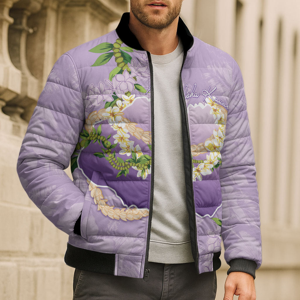 Hawaii Kauai Island Flowers Lei Bomber Puffer Jacket Mokihana Lei LT7 - Polynesian Pride