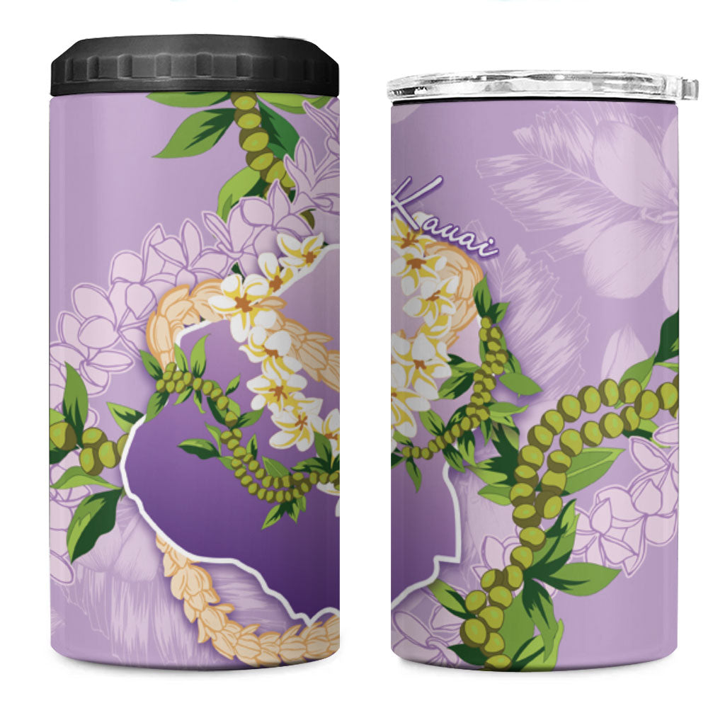 Hawaii Kauai Island Flowers Lei 4 in 1 Can Cooler Tumbler Mokihana Lei LT7 One Size: 16 oz Lavender - Polynesian Pride