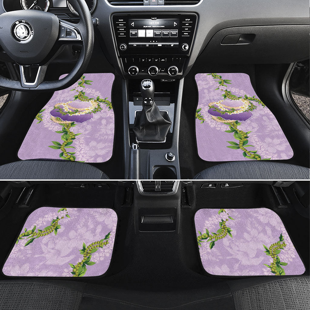 Hawaii Kauai Island Flowers Lei Car Mats Mokihana Lei LT7 Set 4pcs Lavender - Polynesian Pride