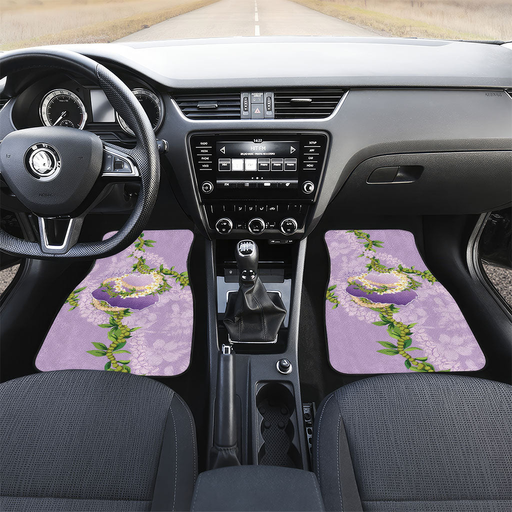 Hawaii Kauai Island Flowers Lei Car Mats Mokihana Lei LT7 Set 2pcs - Front Lavender - Polynesian Pride