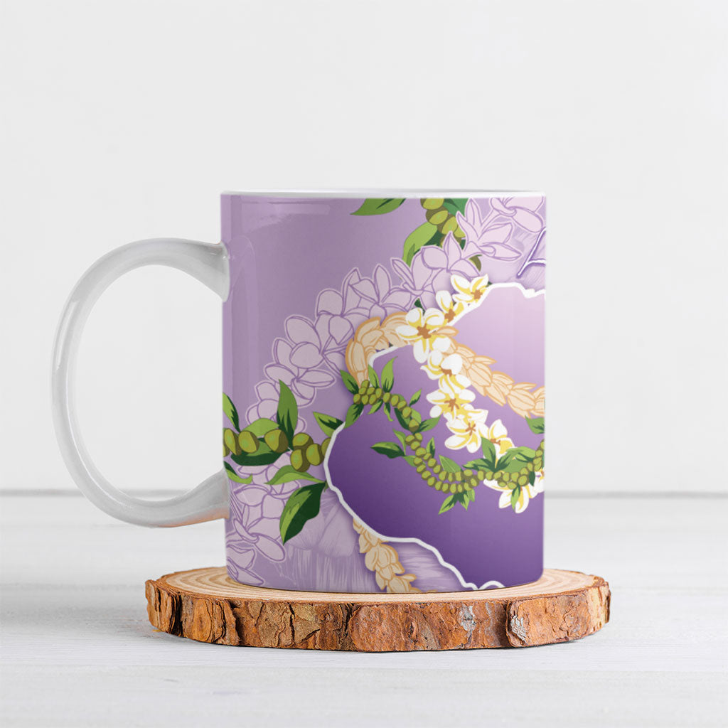 Hawaii Kauai Island Flowers Lei Ceramic Mug Mokihana Lei LT7 Lavender - Polynesian Pride