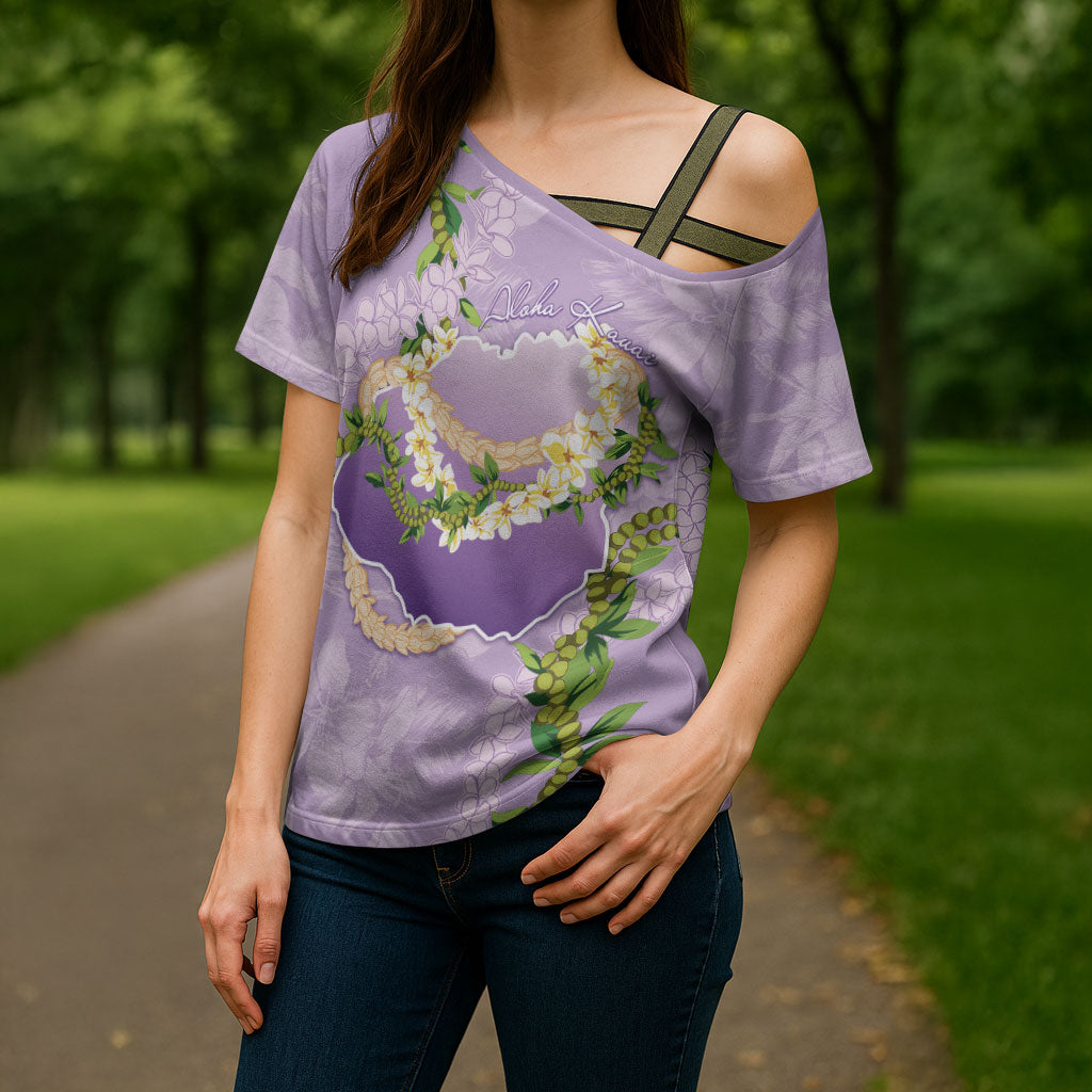 Hawaii Kauai Island Flowers Lei Cross Shoulder Shirt Mokihana Lei