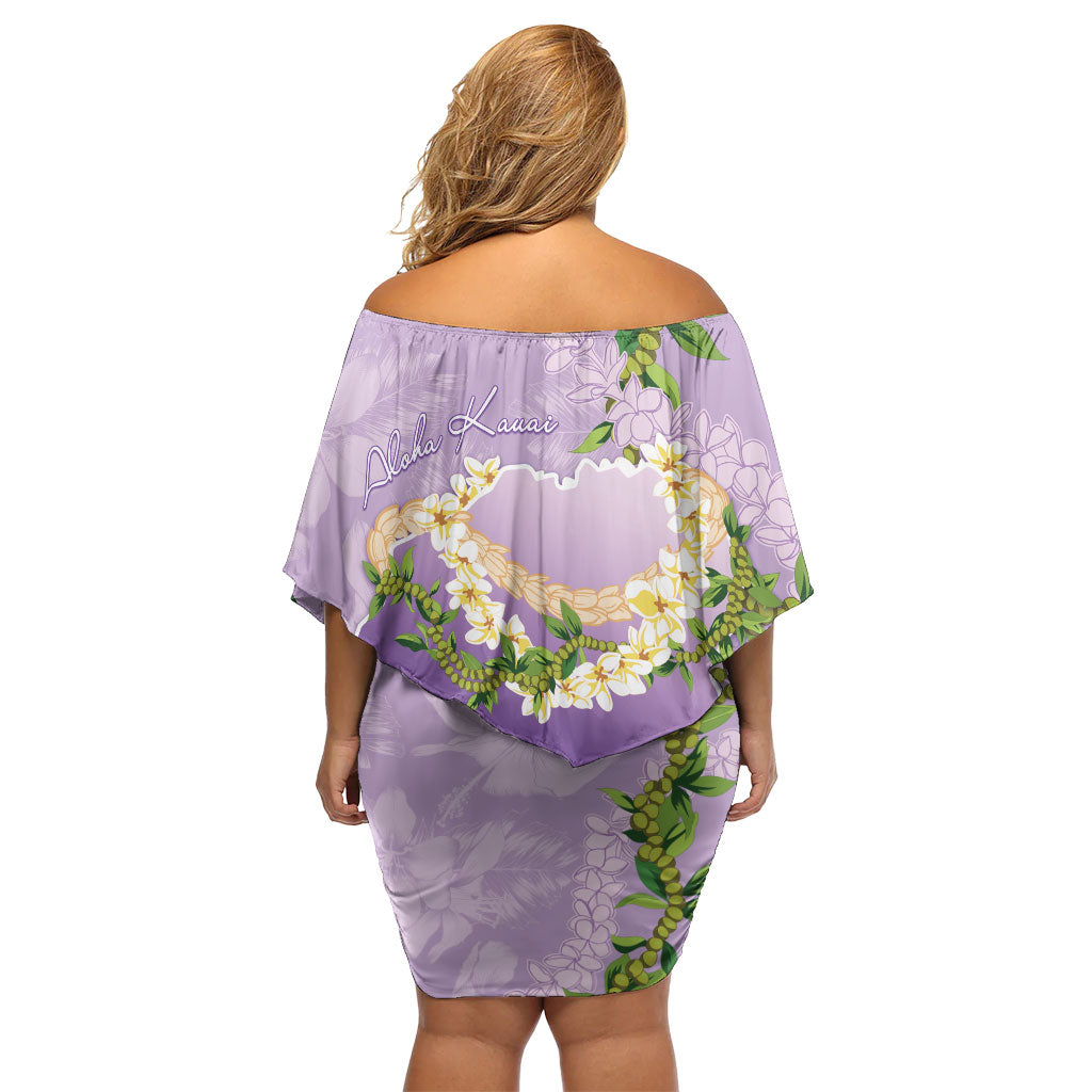 Hawaii Kauai Island Flowers Lei Family Matching Off Shoulder Short Dress and Hawaiian Shirt Mokihana Lei