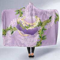 Hawaii Kauai Island Flowers Lei Hooded Blanket Mokihana Lei LT7 One Size Lavender - Polynesian Pride