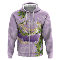 Hawaii Kauai Island Flowers Lei Hoodie Mokihana Lei LT7 Zip Hoodie Lavender - Polynesian Pride