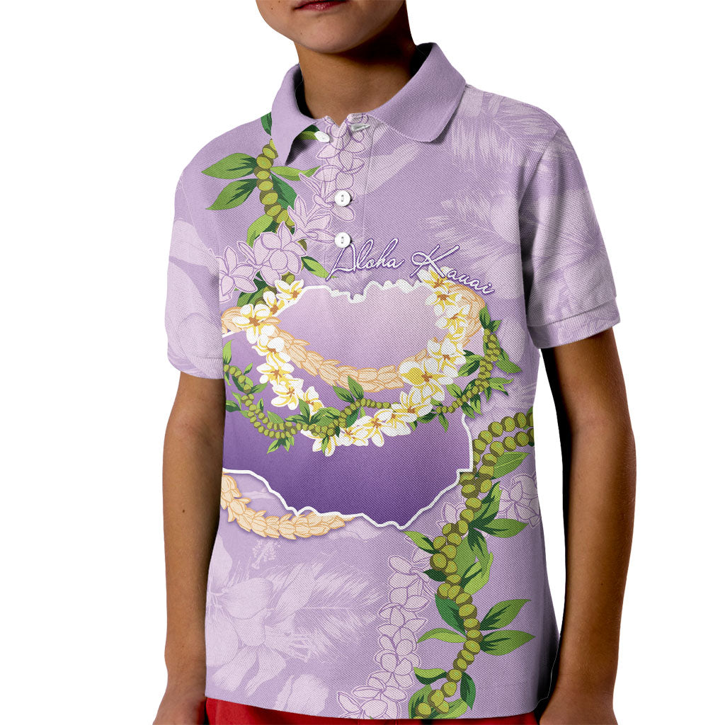 Hawaii Kauai Island Flowers Lei Kid Polo Shirt Mokihana Lei LT7 Kid Lavender - Polynesian Pride