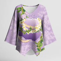 Hawaii Kauai Island Flowers Lei Kimono Sleeve Blouse Mokihana Lei LT7 Female Lavender - Polynesian Pride
