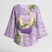 Hawaii Kauai Island Flowers Lei Kimono Sleeve Blouse Mokihana Lei LT7 - Polynesian Pride