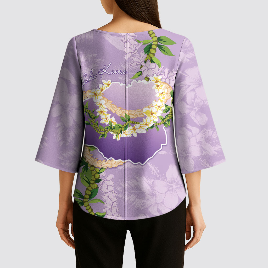 Hawaii Kauai Island Flowers Lei Kimono Sleeve Blouse Mokihana Lei LT7 - Polynesian Pride