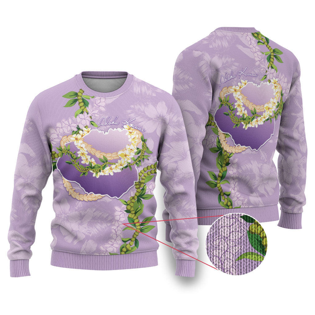 Hawaii Kauai Island Flowers Lei Ugly Christmas Sweater Mokihana Lei LT7 Lavender - Polynesian Pride