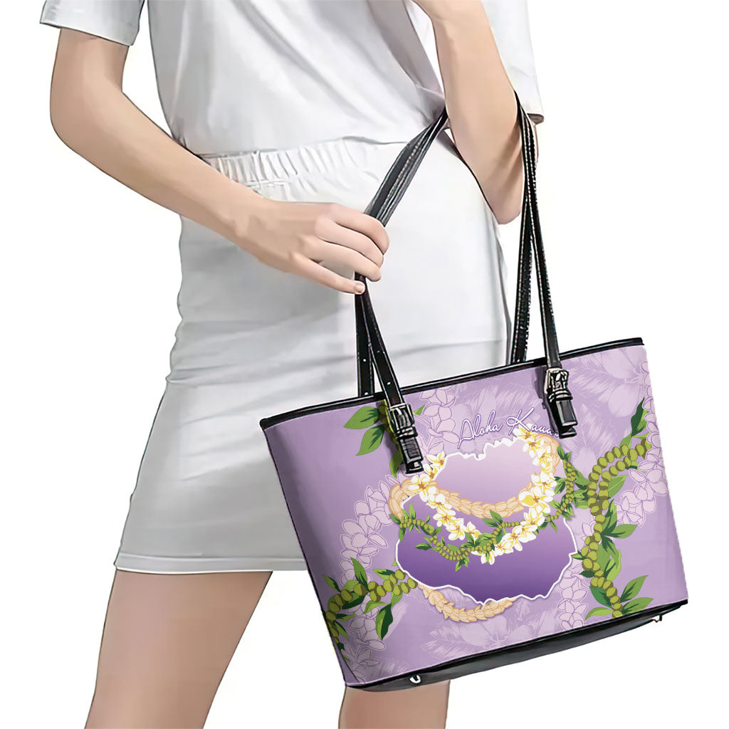 Hawaii Kauai Island Flowers Lei Leather Tote Bag Mokihana Lei LT7 - Polynesian Pride