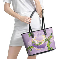Hawaii Kauai Island Flowers Lei Leather Tote Bag Mokihana Lei LT7 - Polynesian Pride