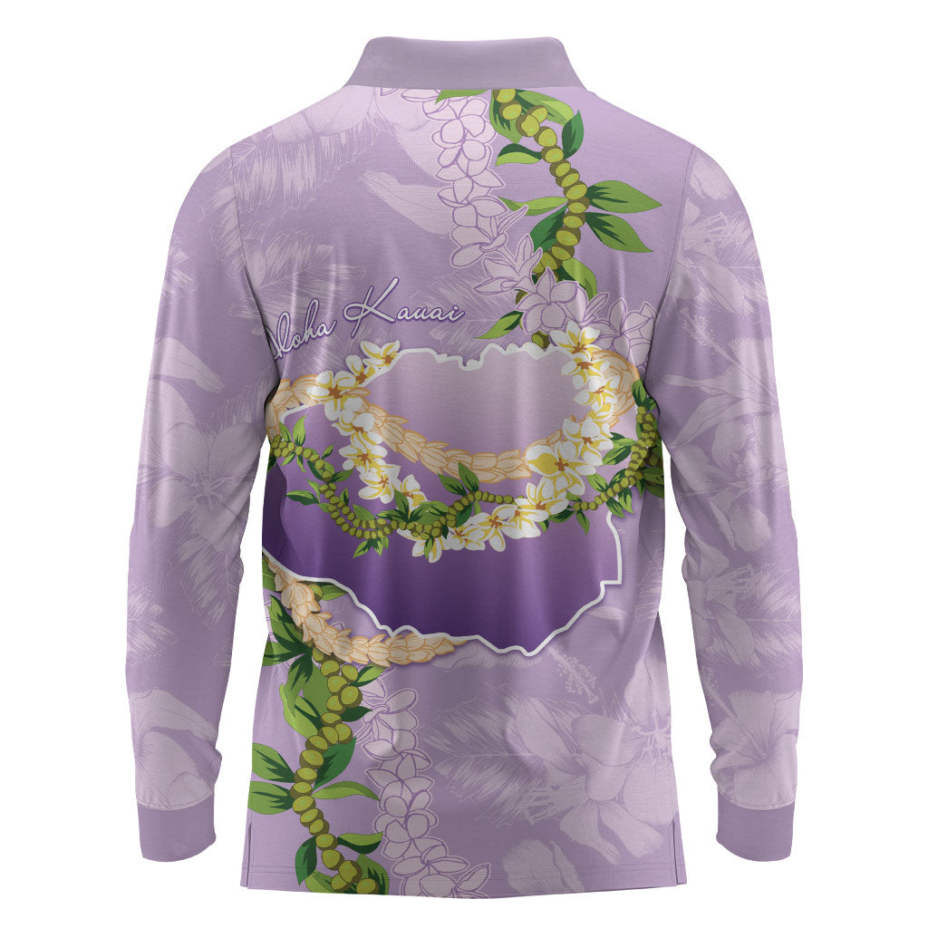 Hawaii Kauai Island Flowers Lei Long Sleeve Polo Shirt Mokihana Lei LT7 - Polynesian Pride