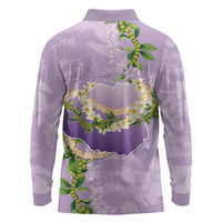 Hawaii Kauai Island Flowers Lei Long Sleeve Polo Shirt Mokihana Lei LT7 - Polynesian Pride