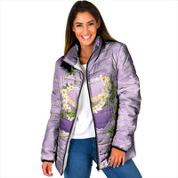 Hawaii Kauai Island Flowers Lei Padded Jacket Mokihana Lei LT7 Women Lavender - Polynesian Pride