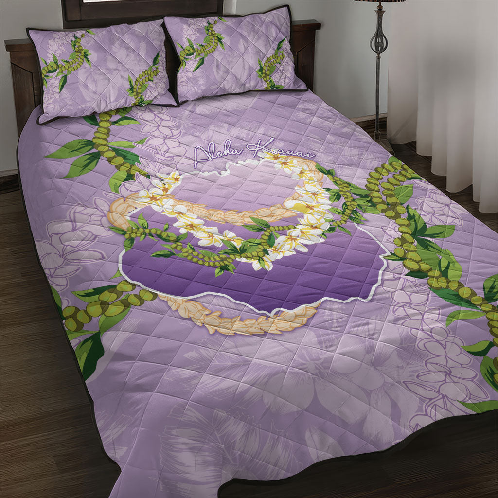 Hawaii Kauai Island Flowers Lei Quilt Bed Set Mokihana Lei LT7 Lavender - Polynesian Pride