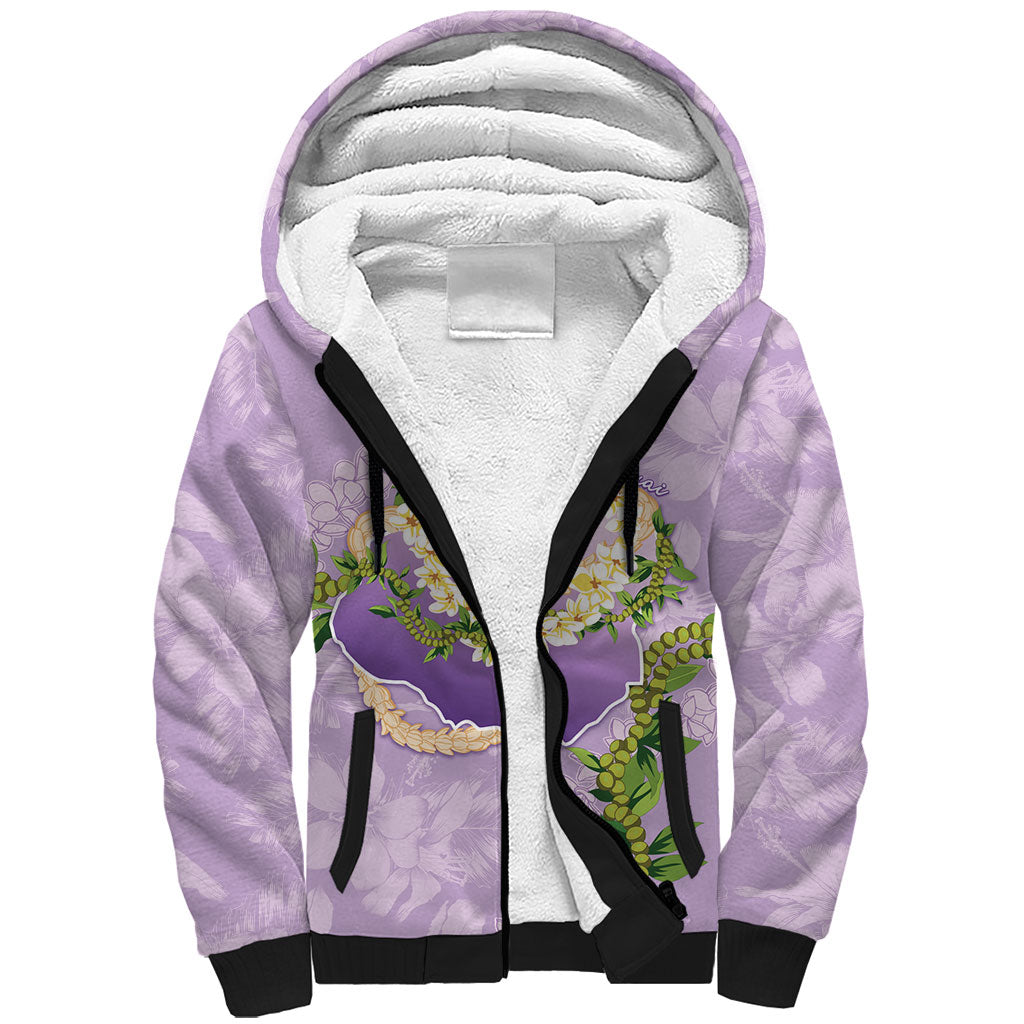 Hawaii Kauai Island Flowers Lei Sherpa Hoodie Mokihana Lei LT7 Unisex Lavender - Polynesian Pride