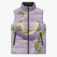Hawaii Kauai Island Flowers Lei Sleeveless Puffer Jacket Mokihana Lei LT7 Unisex Lavender - Polynesian Pride