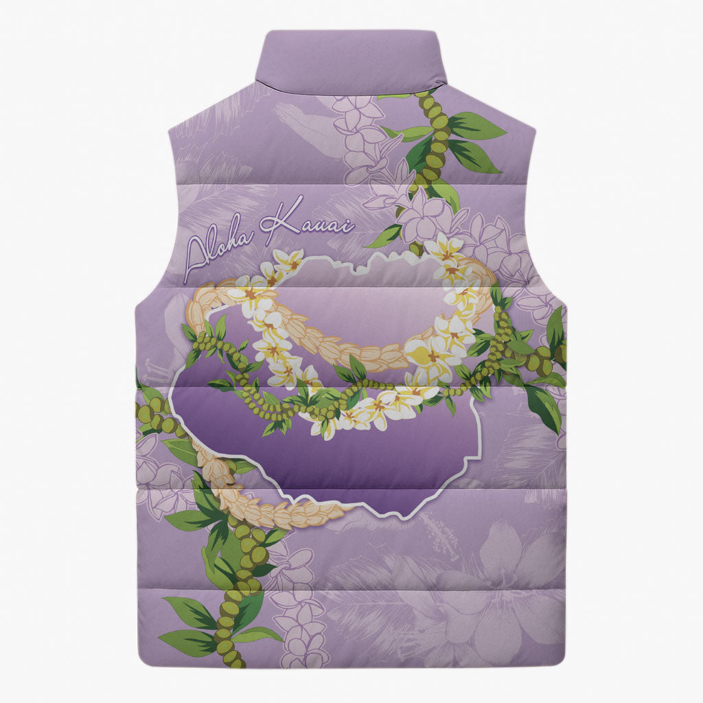Hawaii Kauai Island Flowers Lei Sleeveless Puffer Jacket Mokihana Lei LT7 - Polynesian Pride