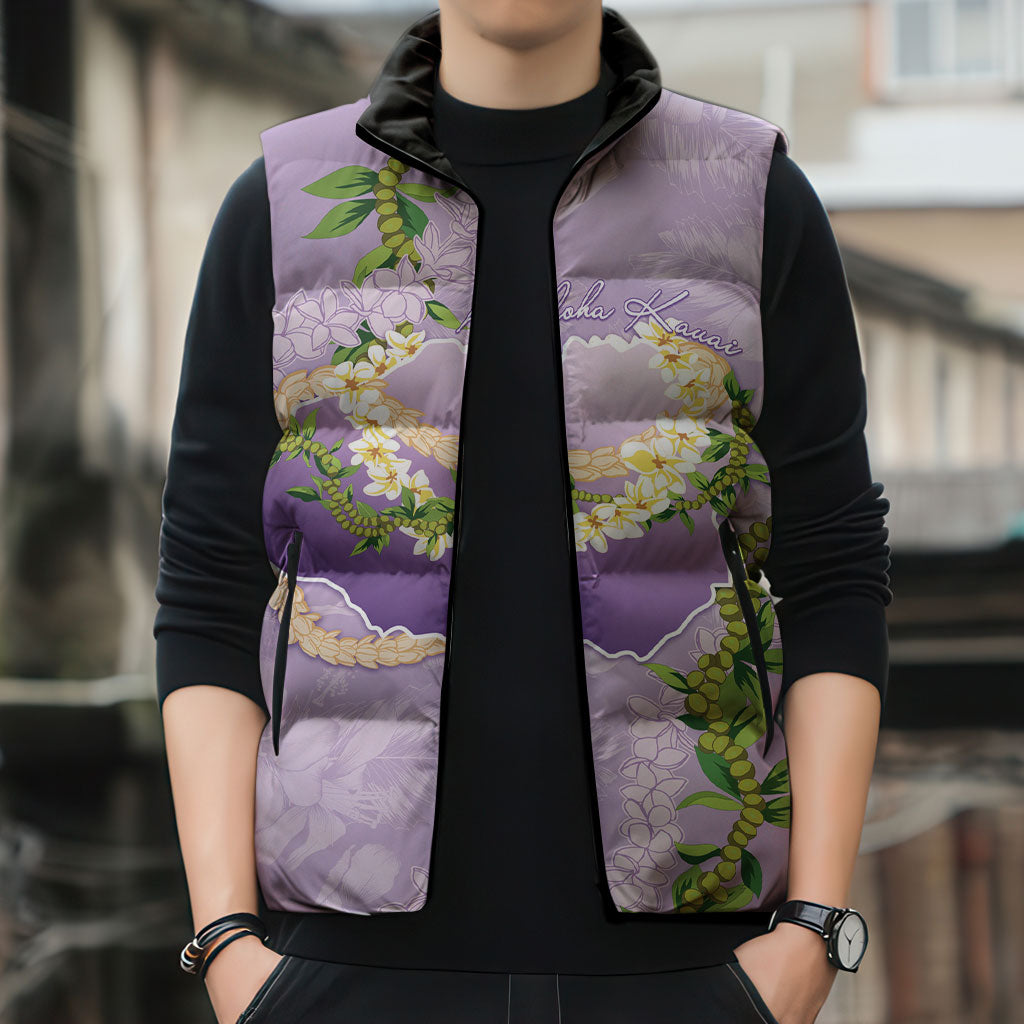 Hawaii Kauai Island Flowers Lei Sleeveless Puffer Jacket Mokihana Lei LT7 - Polynesian Pride