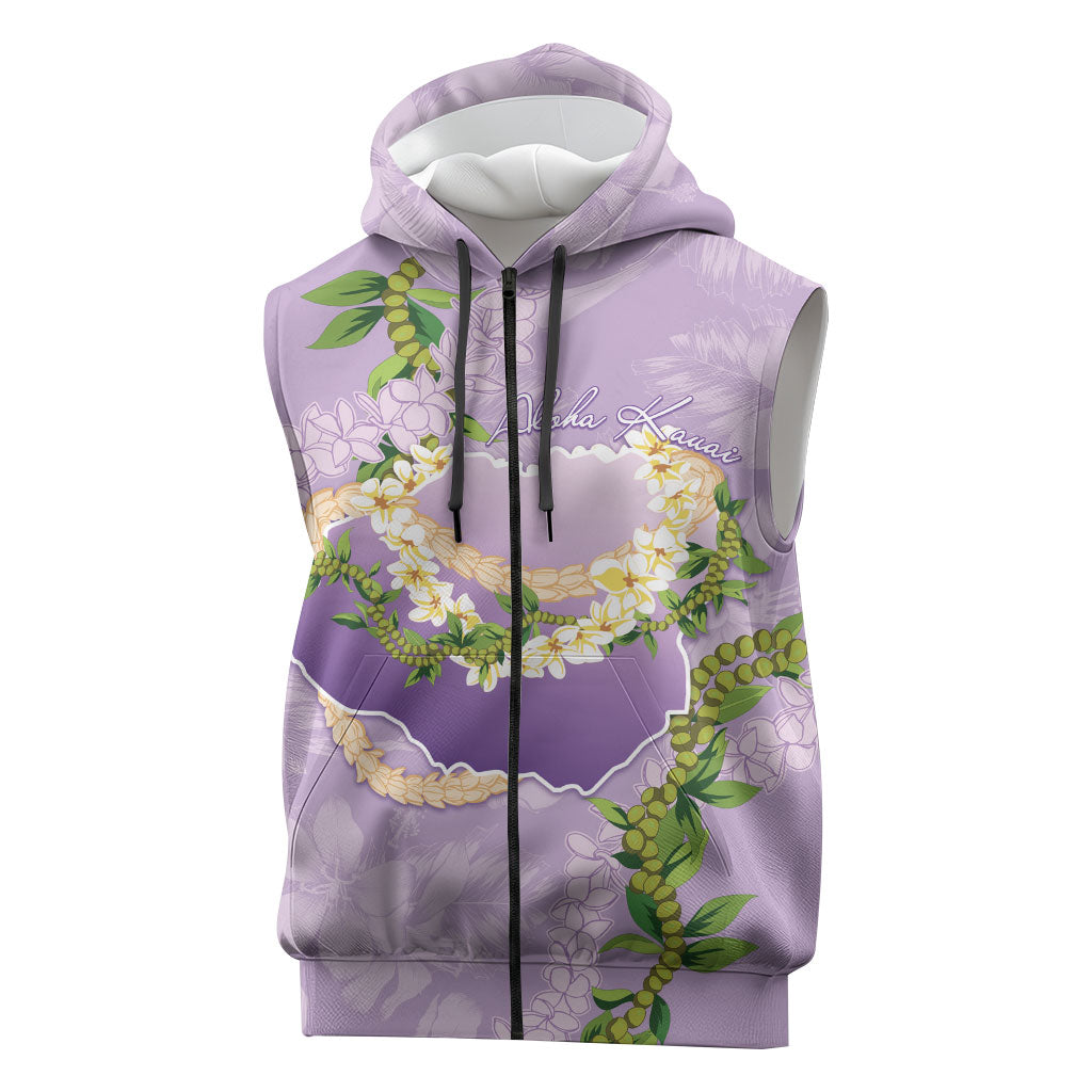 Hawaii Kauai Island Flowers Lei Sleeveless Zip Hoodie Mokihana Lei LT7 Lavender - Polynesian Pride