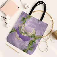 Hawaii Kauai Island Flowers Lei Tote Bag Mokihana Lei LT7 Black Strap One Size Lavender - Polynesian Pride