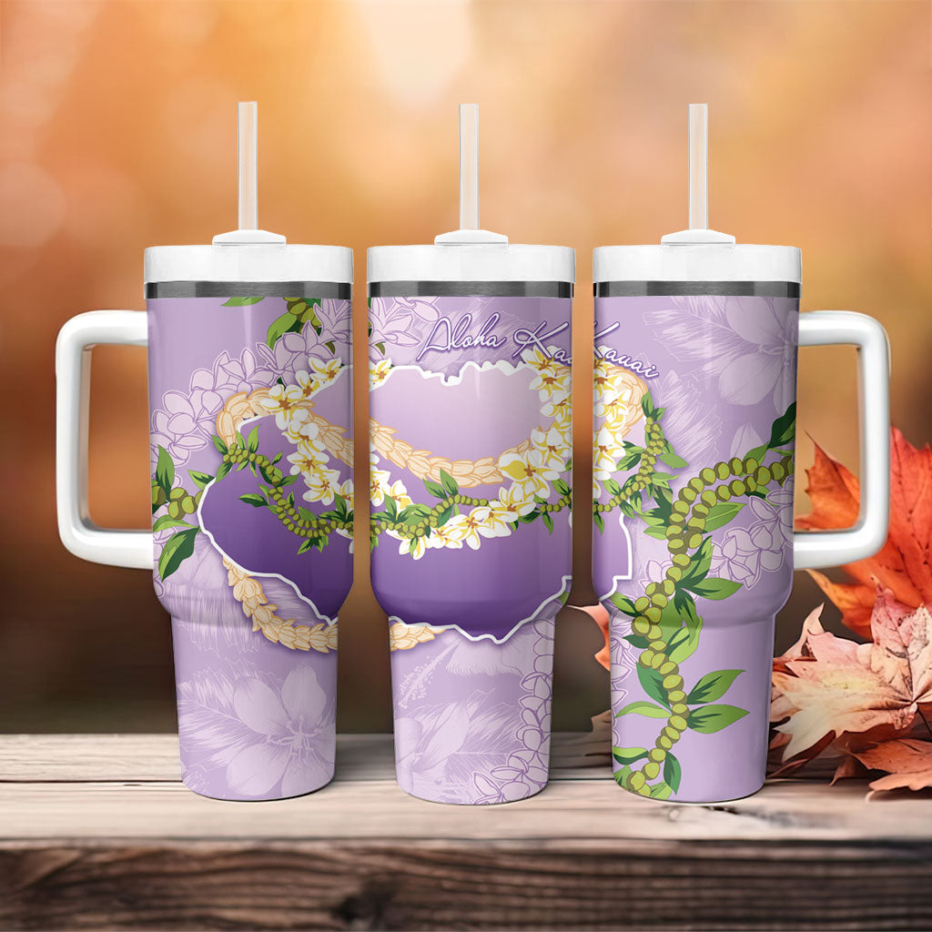 Hawaii Kauai Island Flowers Lei Tumbler With Handle Mokihana Lei LT7 - Polynesian Pride