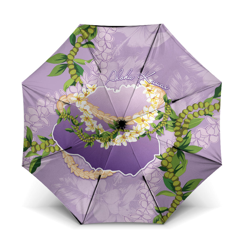 Hawaii Kauai Island Flowers Lei Umbrella Mokihana Lei LT7 One Size Folded 11.42 inch Opened Diameter 37.4 inch Lavender - Polynesian Pride