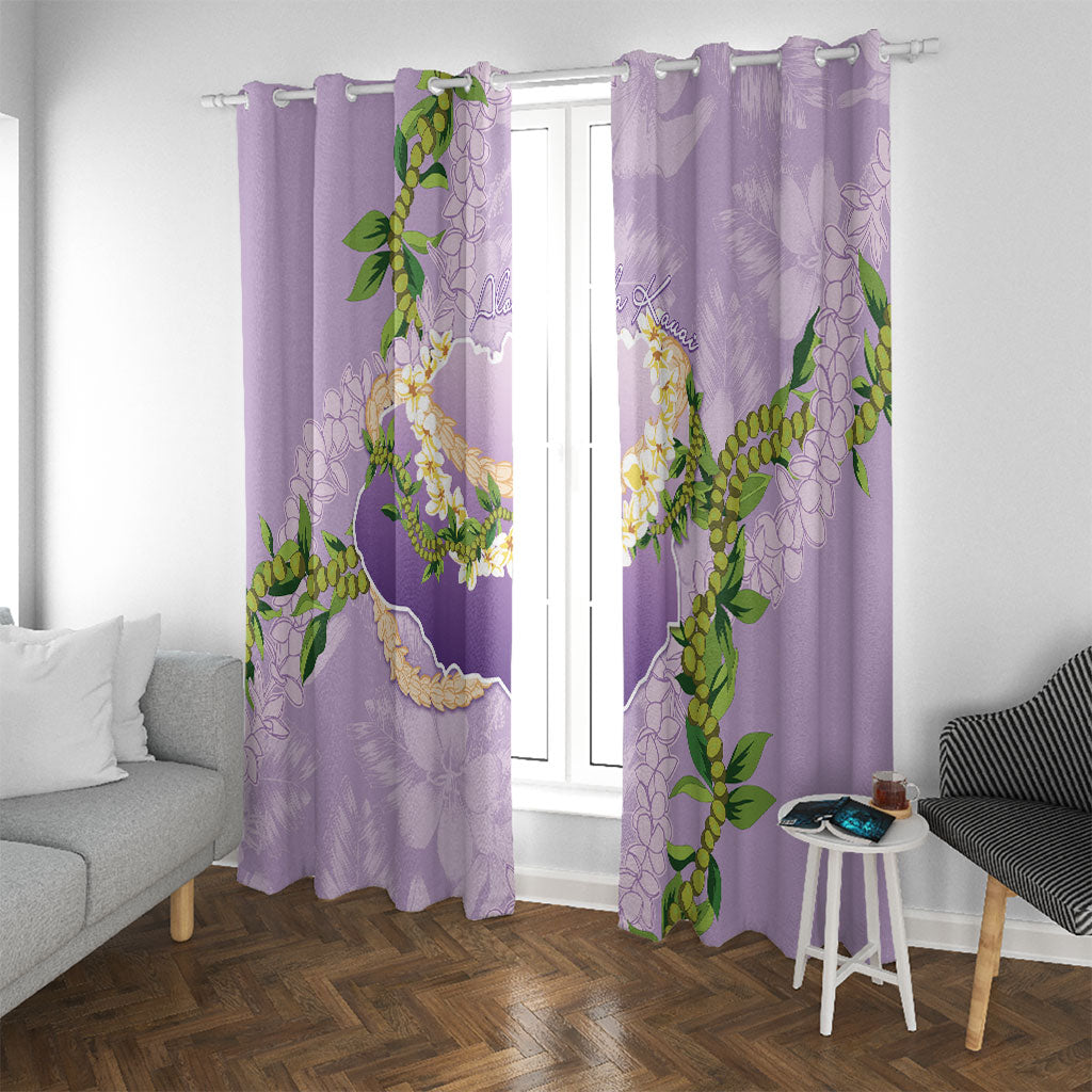 Hawaii Kauai Island Flowers Lei Window Curtain Mokihana Lei LT7 With Grommets Lavender - Polynesian Pride