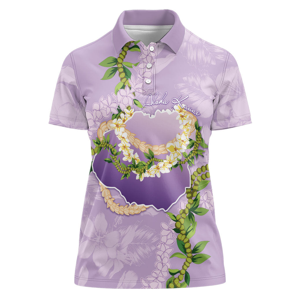 Hawaii Kauai Island Flowers Lei Women Polo Shirt Mokihana Lei LT7 Female Lavender - Polynesian Pride
