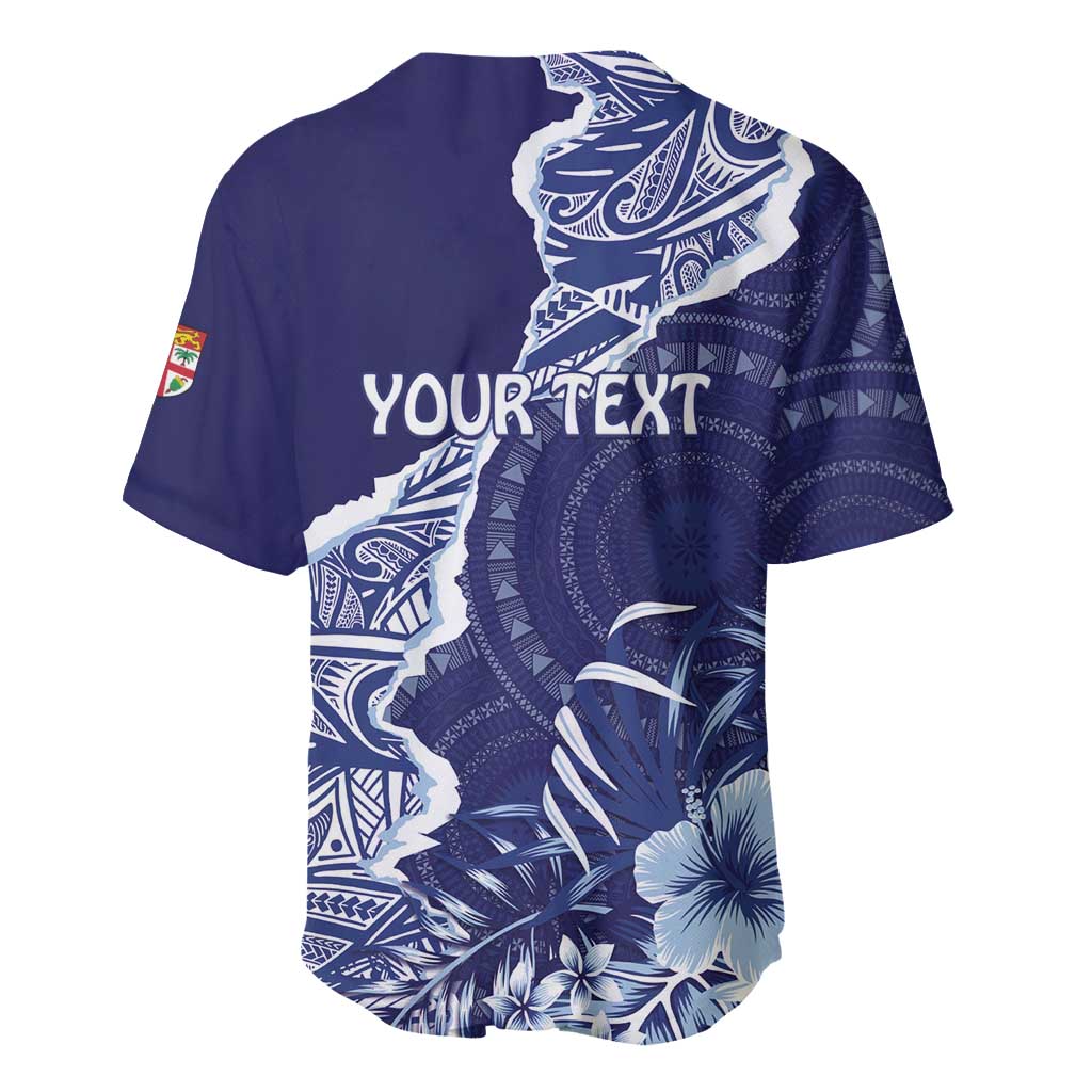 Fiji Queen Victoria School Personalised Baseball Jersey Masi Tapa Torn Style