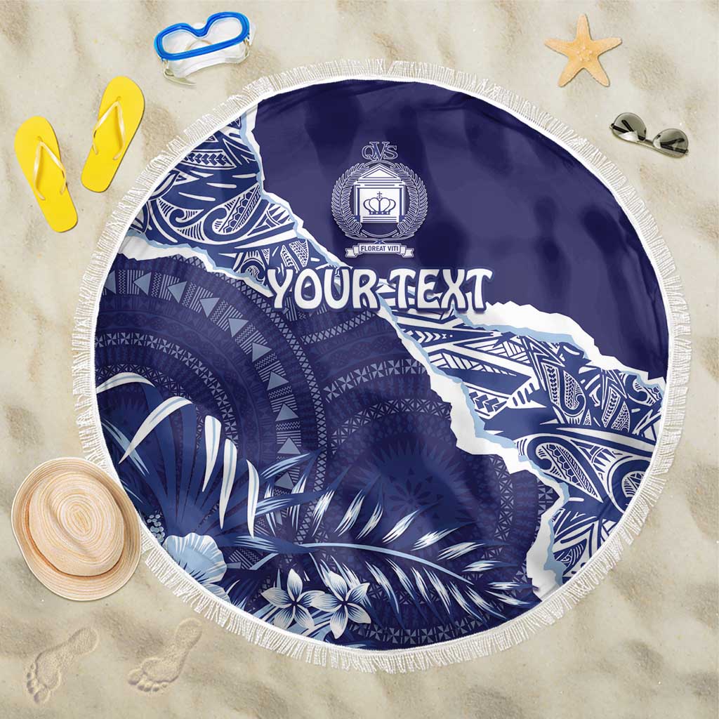 Fiji Queen Victoria School Personalised Beach Blanket Masi Tapa Torn Style