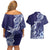 Fiji Queen Victoria School Personalised Couples Matching Off Shoulder Short Dress and Hawaiian Shirt Masi Tapa Torn Style