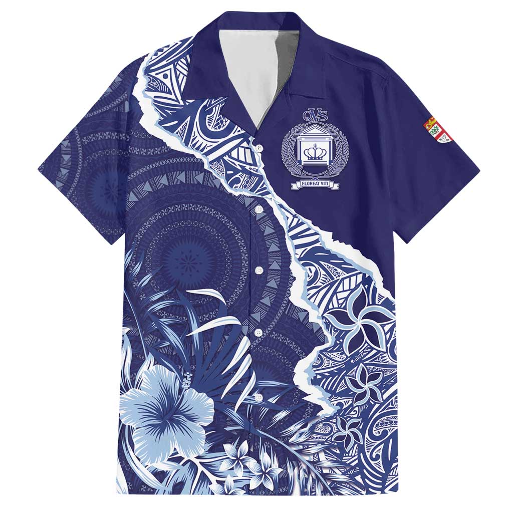 Fiji Queen Victoria School Personalised Hawaiian Shirt Masi Tapa Torn Style