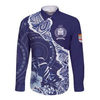 Fiji Queen Victoria School Personalised Long Sleeve Button Shirt Masi Tapa Torn Style