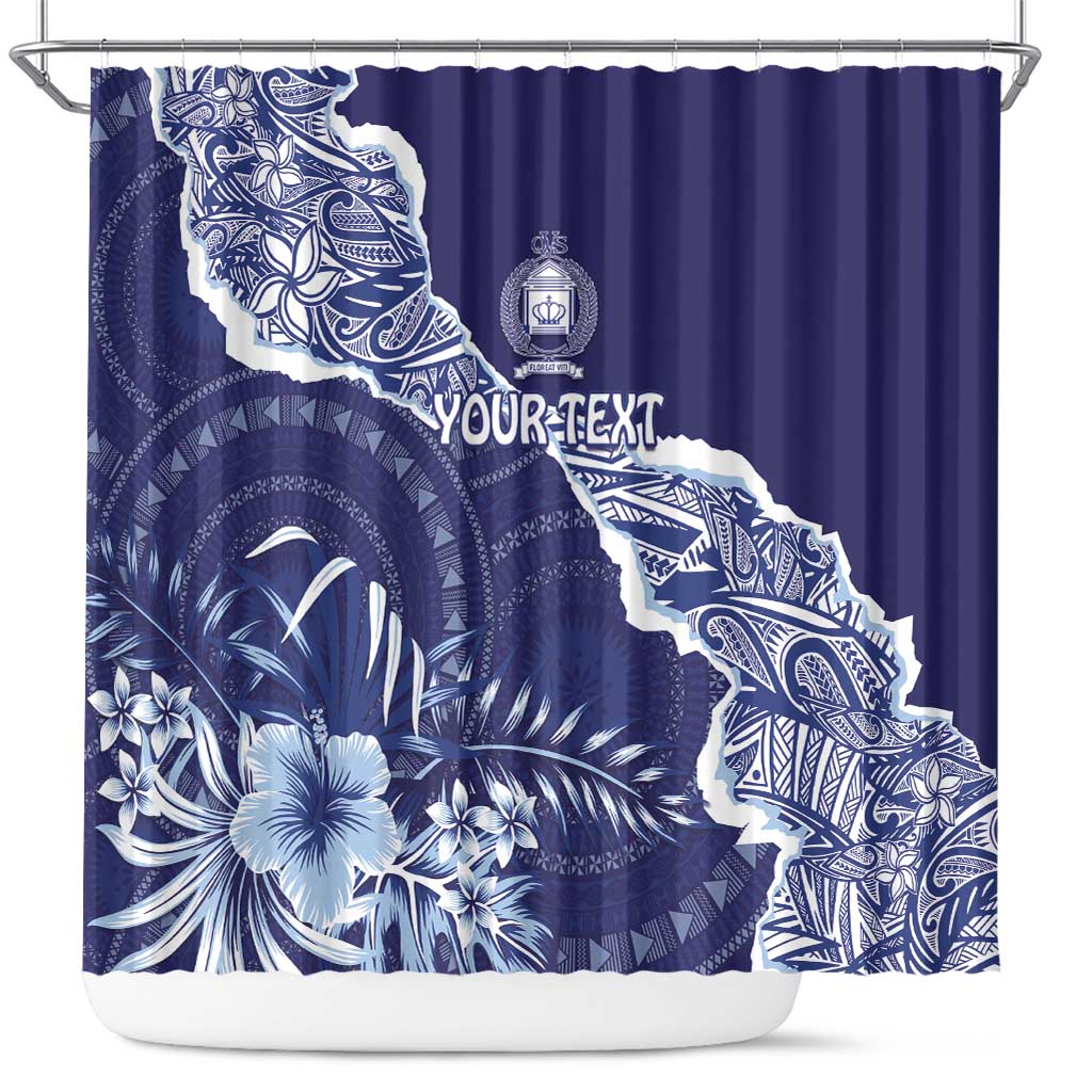 Fiji Queen Victoria School Personalised Shower Curtain Masi Tapa Torn Style