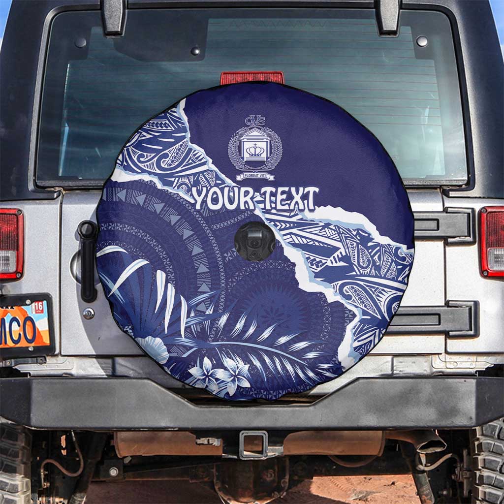 Fiji Queen Victoria School Personalised Spare Tire Cover Masi Tapa Torn Style