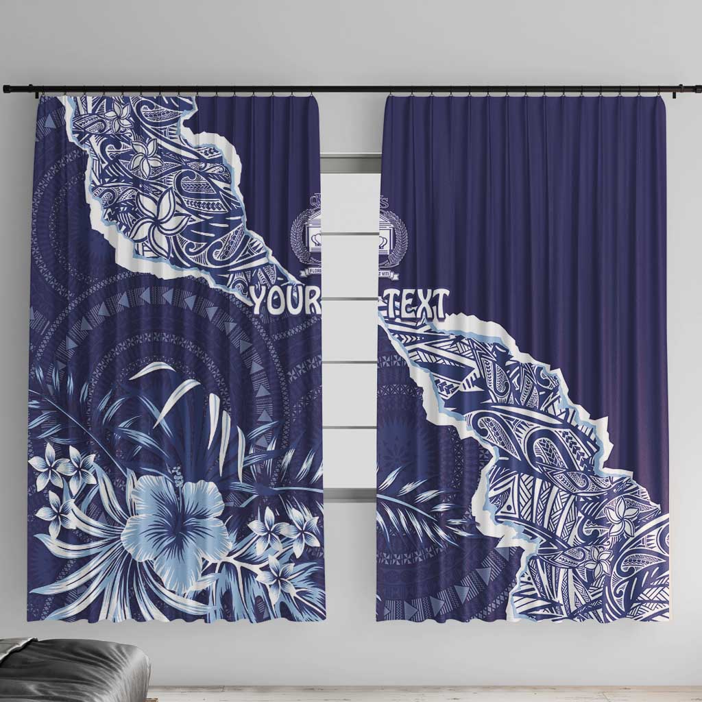 Fiji Queen Victoria School Personalised Window Curtain Masi Tapa Torn Style