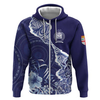 Fiji Queen Victoria School Personalised Zip Hoodie Masi Tapa Torn Style