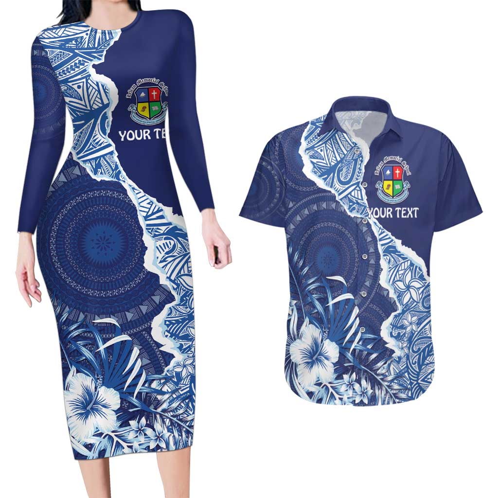 Fiji Lelean Memorial School Personalised Couples Matching Long Sleeve Bodycon Dress and Hawaiian Shirt Korodredre Davuilevu Masi Mix Style