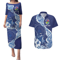 Fiji Lelean Memorial School Personalised Couples Matching Puletasi and Hawaiian Shirt Korodredre Davuilevu Masi Mix Style